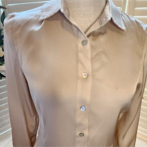NOUVELLE SILK95FIVE TAUPE BLOUSE SIZE XSMALL RETAIL $330 - Picture 3 of 9